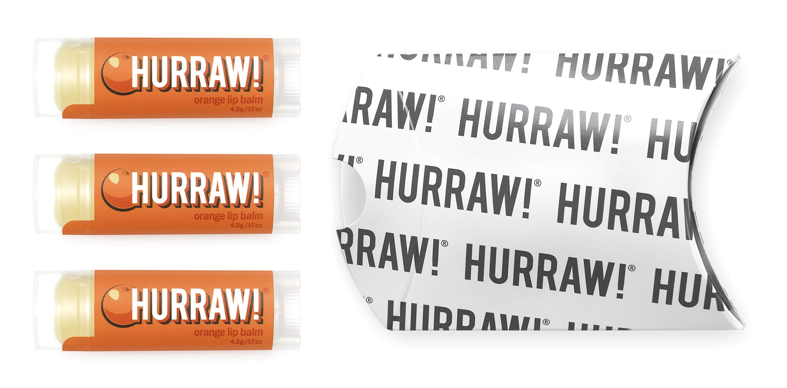 Hurraw! Orange Lip Balm, 3 Pack: Organic, Certified Vegan, Cruelty and Gluten Free. Non-GMO, 100% Natural Ingredients. Bee, Shea, Soy and Palm Free. Made in USA